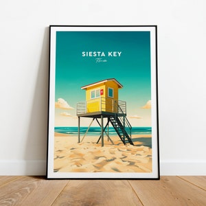 Siesta Key traditional travel print - Florida, Siesta Key poster, Birthday Present, Wedding Gift, Custom Text, Personalised Gift