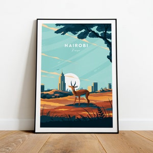 Nairobi traditional travel print - Kenya, Nairobi Poster,  Kenya artwork, Wedding gift, Birthday, Custom Text, Personalised Gift