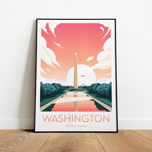 Washington travel print - United States, Washington print, Washington poster, USA art, Washington artwork, Custom Text, Personalised Gift