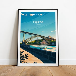 Porto traditional travel print - Portugal, Porto poster, Porto wall art, Birthday gift, Wedding present, Custom Text, Personalised Gift