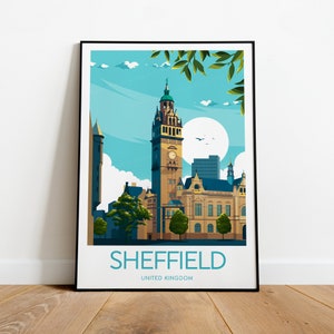 Sheffield travel print - United Kingdom, Sheffield poster, Wedding gift, Birthday present, Custom Text, Personalised Gift