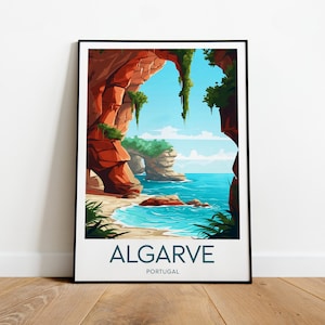 Algarve travel print - Portugal, Algarve poster, Algarve wall art, Birthday gift, Wedding present, Custom Text, Personalised Gift