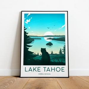 Lake Tahoe travel print - National Park, Lake Tahoe poster, wedding gift, birthday present, Custom Text, Personalised Gift