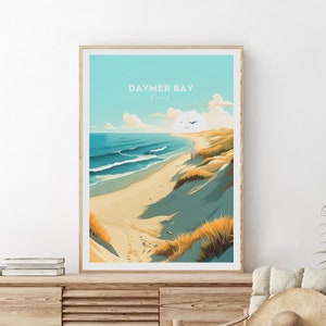 Daymer Bay traditional travel print - Cornwall, Daymer Bay print, Daymer Bay poster, Cornwall print by NickStudios