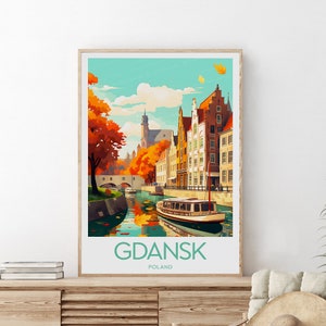 Gdańsk travel print - Poland, Gdansk poster, Gdansk print, Birthday present, Wedding Gift, Custom Text, Personalised Gift