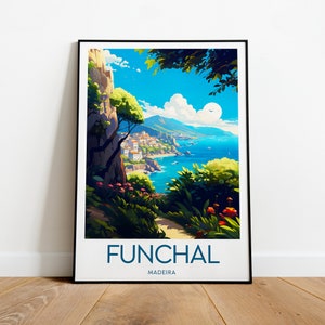 Impressão de viagem Funchal - Madeira, cartaz Funchal, impressão Madeira, cartaz Portugal, presente de casamento, presente de aniversário