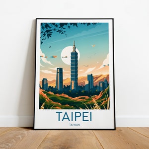 Impresión de viaje de Taipei - Taiwán, póster de Taipei, póster de viaje, regalo de boda, regalo de cumpleaños, texto personalizado, regalo personalizado