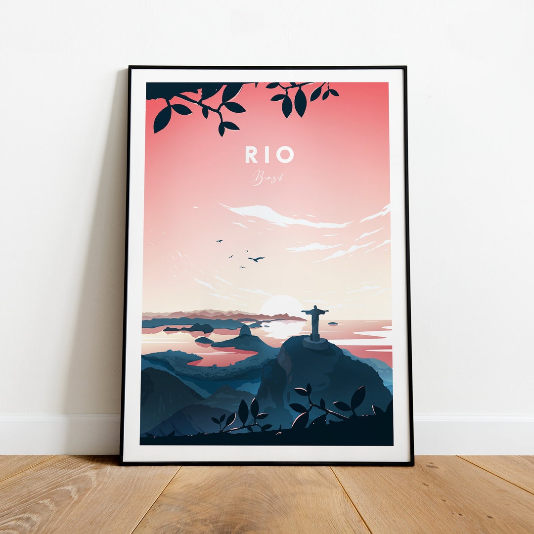 Visit Rio Poster Rio Traditional Travel Print - Brazil, Rio Print, Rio Poster, Brazil ...