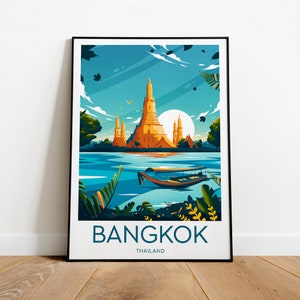 Impression de voyage à Bangkok, affiche de Bangkok, affiche de la Thaïlande, cadeau d'anniversaire, cadeau de mariage, texte personnalisé, cadeau personnalisé