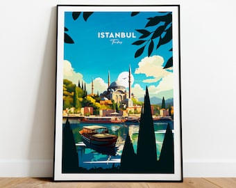 Istanbul travel print - Turkey, Istanbul poster, Custom Text, Personalised Gift
