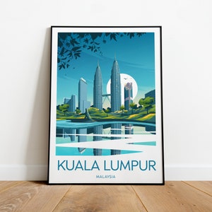 Kuala Lumpur travel print - Malaysia, Kuala Lumpur poster, Malaysia prints, Birthday present, Wedding Gift, Custom Text, Personalised Gift