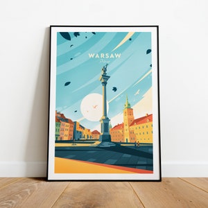 Warsaw traditional travel print - Poland, Warsaw poster, Warsaw print, Poland poster, Birthday present, Wedding Gift