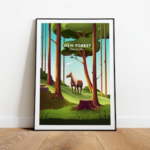 New Forest traditional travel print - National Park, Custom Text, Personalised Gift