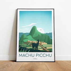 Machu Picchu travel print - Peru, Machu Picchu poster, Travel art, Wedding gift, Custom Text, Personalised Gift