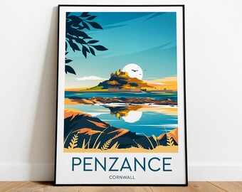 Penzance travel print - Cornwall, Custom Text, Personalised Gift