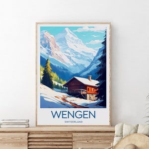 Wengen travel print - Switzerland, Wengen poster, Wedding gift, Birthday present, Custom Text, Personalised Gift