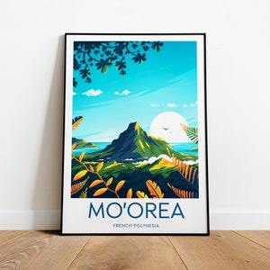 Impression de voyage Moorea - Polynésie française, affiche Moorea, estampes Moorea, cadeau d&#39;anniversaire, cadeau de mariage, texte personnalisé, cadeau personnalisé