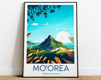 Mo'orea reisprint - Frans-Polynesië, Mo'orea poster, Mo'orea prints, verjaardagscadeau, huwelijkscadeau, aangepaste tekst, gepersonaliseerd cadeau