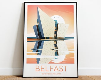 Belfast travel print - Northern Ireland, Custom Text, Personalised Gift
