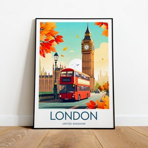 Impresión de viaje a Londres - Reino Unido, póster de Londres, impresión del Big Ben, regalo de boda, regalo de cumpleaños, texto personalizado, regalo personalizado