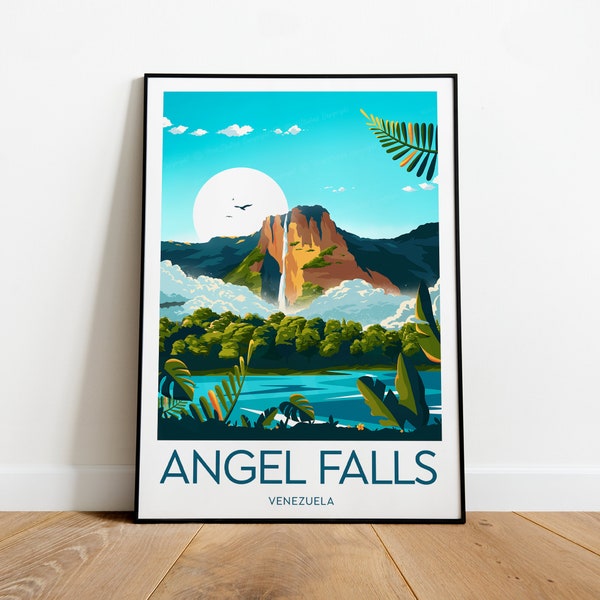 Angel Falls travel print - Venezuela, Angel Falls poster, Wedding gift, Birthday present, Custom Text, Personalised Gift