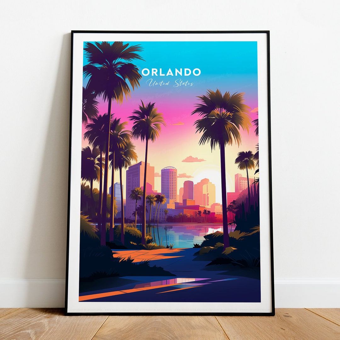 Print Rolnondo Orlando Traditional Travel Print - United States, Orlando Poster ...
