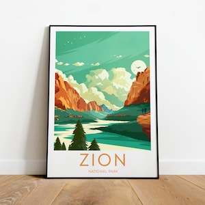 Zion travel print - National Park, Zion print, Zion poster, Birthday present, Wedding gift, Custom Text, Personalised Gift