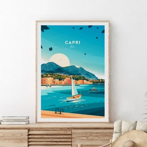 Capri travel print - Italy, Capri poster, Christmas present, Wedding gift, Birthday present, Custom Text, Personalised Gift