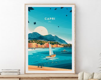 Capri travel print - Italy, Capri poster, Christmas present, Wedding gift, Birthday present, Custom Text, Personalised Gift