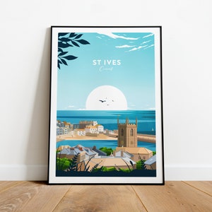 St Ives travel print - Cornwall, Custom Text, Personalised Gift