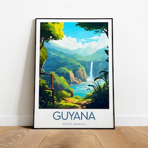 Guyana travel print - South America, Guyana Poster, Wedding gift, Birthday, Custom Text, Personalised Gift