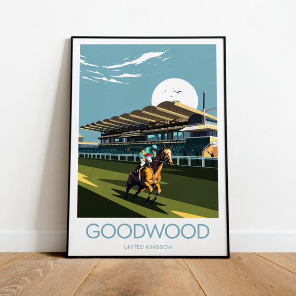 Goodwood racecourse print - Uk, Goodwood poster, Goodwood Aintree print, Racing print, Birthday Present, Wedding gift
