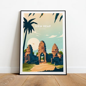 Siem Reap traditional travel print - Cambodia, Siem Reap print, Angkor poster, Wedding gift, Birthday present