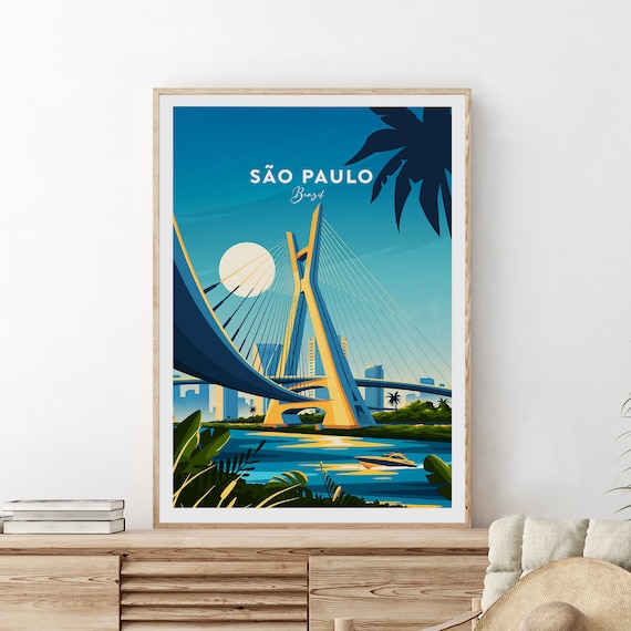 São Paulo Traditional Travel Print - Brazil, Sao Paulo Print