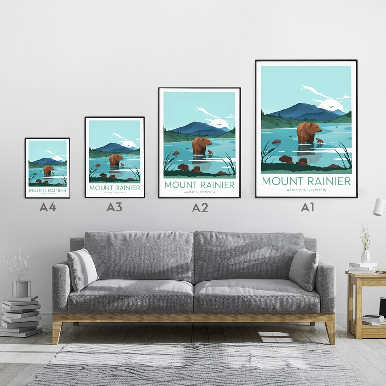 National Park Mount Rainier travel print