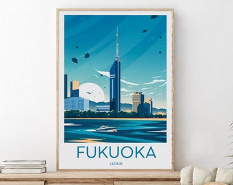 Fukuoka travel print - Japan, Fukuoka poster, Fukuoka print, Japan poster, Wedding gift, Birthday present, Custom Text, Personalised Gift