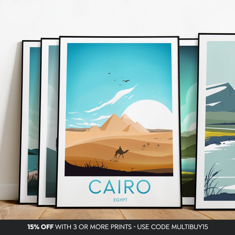 Cairo travel print Egypt, Cairo print, Cairo poster, wall art, birthday gift, wedding present, Custom Text, Personalised Gift image 6