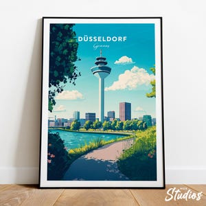 Düsseldorf Traditionelles Reisebild - Deutschland, Düsseldorf Poster, Düsseldorf Kunstwerk, Hochzeitsgeschenk, Geburtstagsgeschenk