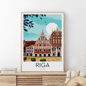 Impresión de viaje de Riga - Letonia, póster de París, impresión de Letonia, regalo de boda, texto personalizado, regalo personalizado