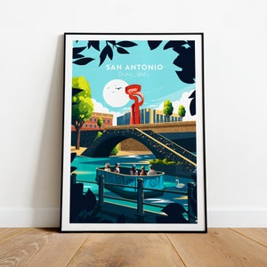 San Antonio traditional travel print - United States,San Antonio poster, Texas, Birthday Present, Wedding Gift, Custom Text