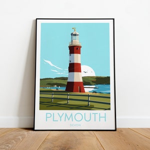Plymouth travel print - Devon, Custom Text, Personalised Gift