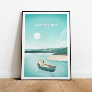 Daymer Bay traditional travel print - Cornwall, Daymer Bay print, Daymer Bay poster, Cornwall prints by NickStudios