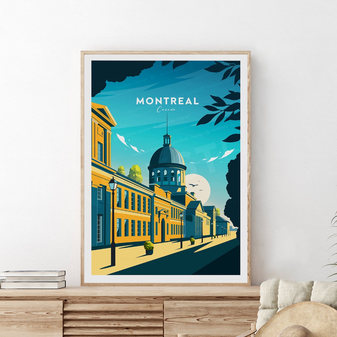 Montreal Traditional Travel Print Canada, Canada Print, Montreal Poster