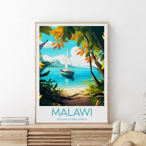 Impresión de viaje de Malawi - Malawi, cartel de Malawi, regalo de cumpleaños, regalo de boda, texto personalizado, regalo personalizado