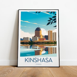Kinshasa travel print - Congo, Democratic Republic of the Congo, Wedding gift, Birthday, Custom Text, Personalised Gift