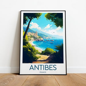 Impresión de viaje de Antibes - Francia, cartel de Antibes, impresión de Antibes, regalo de boda, regalo de cumpleaños, texto personalizado, regalo personalizado