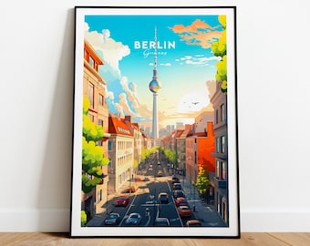 Berlin traditional travel print - Germany, Berlin poster, Germany travel art, Wedding gift, Custom Text, Personalised Gift