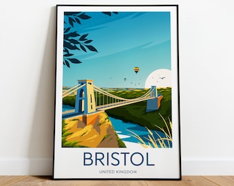 Bristol travel print - United Kingdom, Custom Text, Personalised Gift