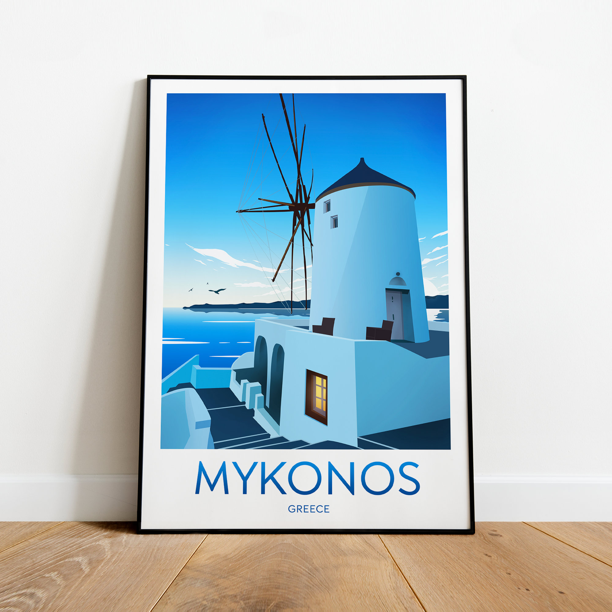  Póster de viaje vintage de Grecia Mykonos - Póster