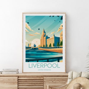 Liverpool travel print - United Kingdom, Liverpool poster, Wedding gift, Birthday present, Custom Text, Personalised Gift